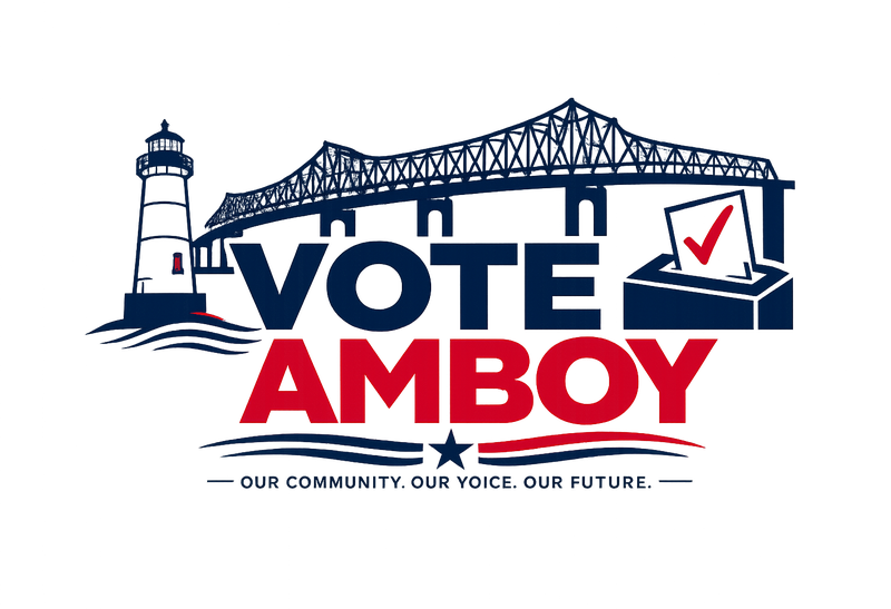 Vote Amboy logo with lighthouse and bridge